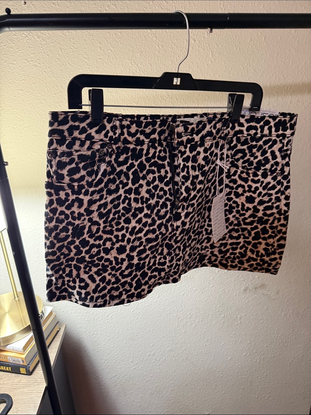 rebels Leopard Print Mini Skort in Black & Tan